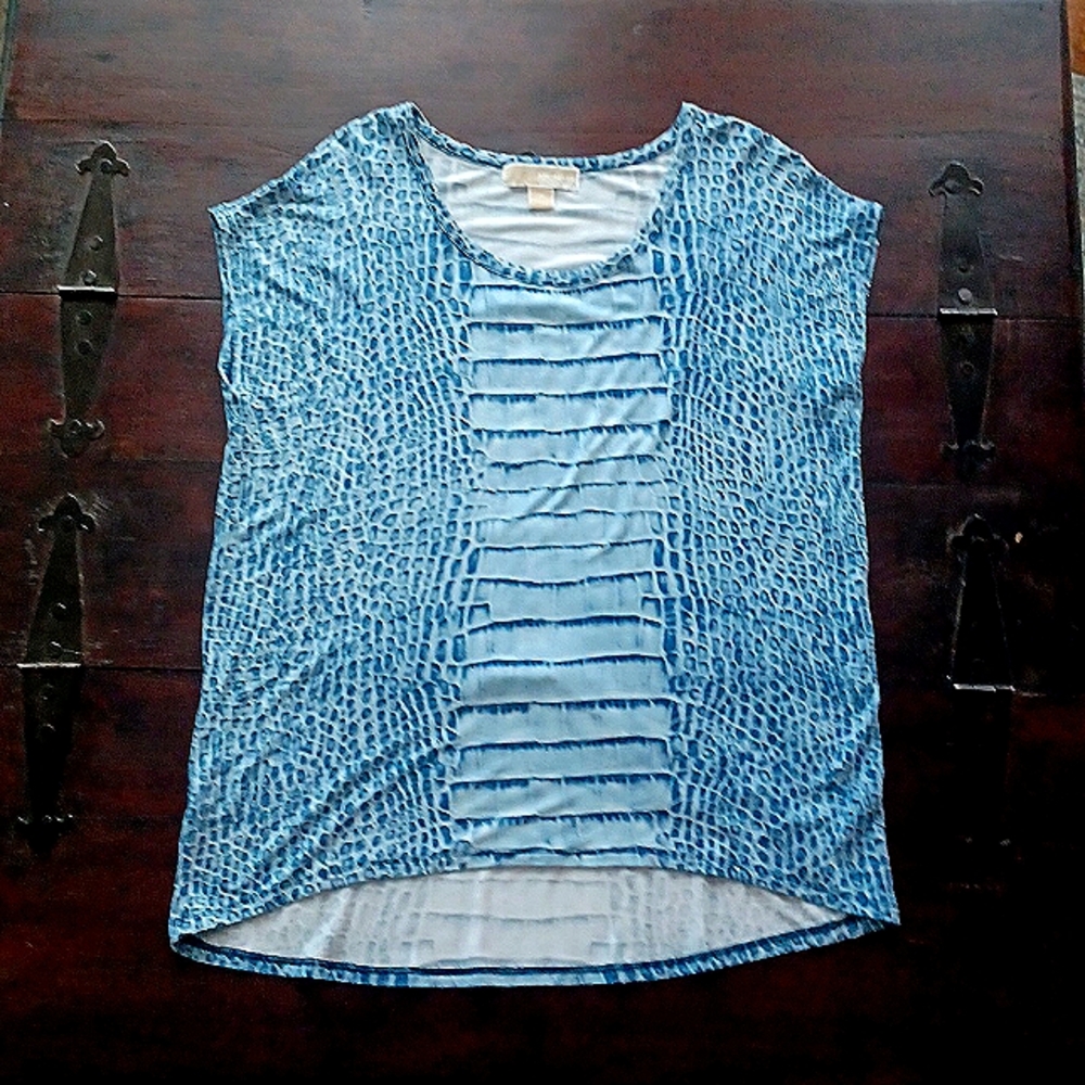 MICHAEL KORS SLEEVELESS ANIMAL PRINT BLUE WHITE 💙 TOP, SIZE MEDIUM